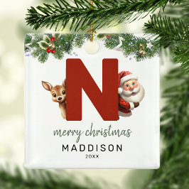 Kinder letter N Monogram kerstboom Metalen Ornament