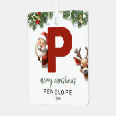 Kinder letter P Monogram kerstboom Metalen Ornament (Voorkant links)