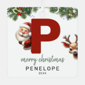 Kinder letter P Monogram kerstboom Metalen Ornament (Voorkant)