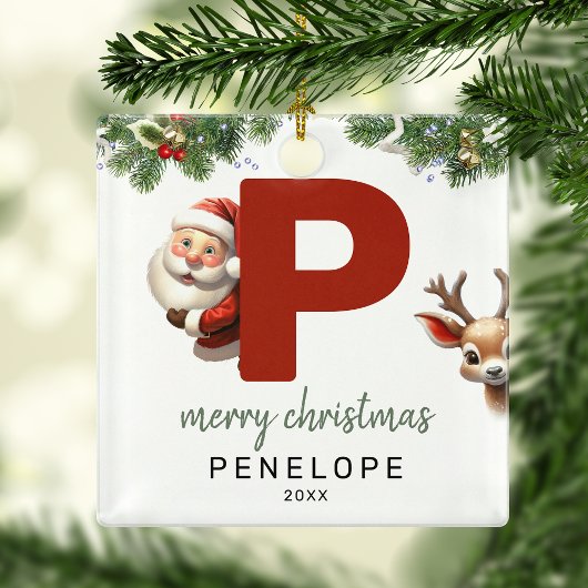 Kinder letter P Monogram kerstboom Metalen Ornament