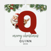 Kinder letter Q Monogram kerstboom Metalen Ornament (Voorkant)