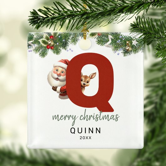 Kinder letter Q Monogram kerstboom Metalen Ornament