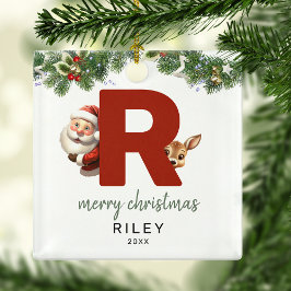 Kinder letter R Monogram kerstboom Metalen Ornament