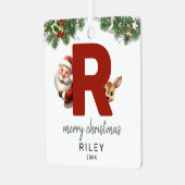 Kinder letter R Monogram kerstboom Metalen Ornament (Voorkant links)