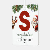 Kinder letter S monogram kerstboom Metalen Ornament (Voorkant links)