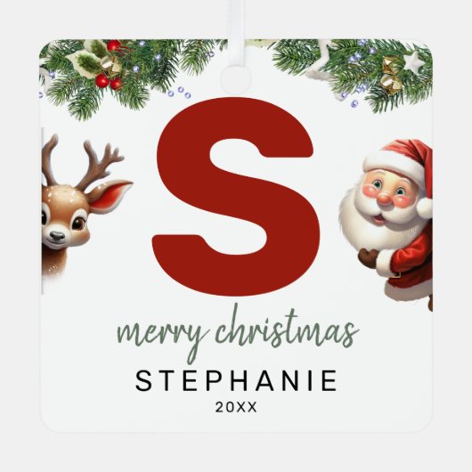 Kinder letter S monogram kerstboom Metalen Ornament (Voorkant)