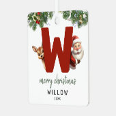 Kinder letter W Monogram kerstboom Metalen Ornament (Voorkant links)