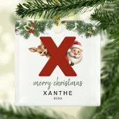 Kinder letter x monogram kerstboom metalen ornament