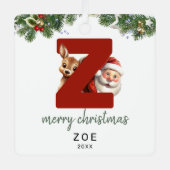 Kinder letter Z Monogram kerstboom Metalen Ornament (Voorkant)