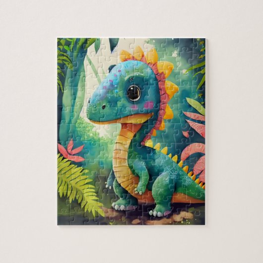 Kinder Leuk Spel Kleurrijke Schattigee Dinosaurus Legpuzzel (Verticaal)
