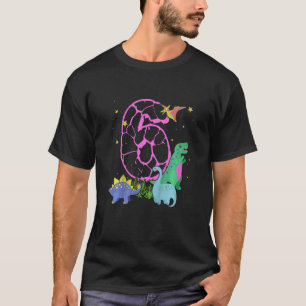 Kinder Leuke 6 Jaar Oude Rock Dinosaurussen Vieren T-shirt