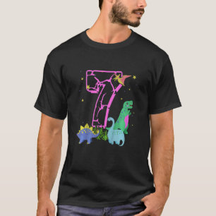 Kinder Leuke 7 Jaar Oude Rock Dinosaurussen Vieren T-shirt