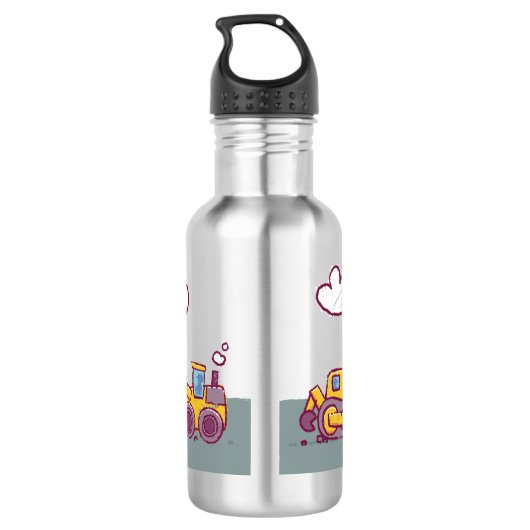 Kinder Leuke Bouwplaats en Voertuigen Roestvrij Waterfles (Achterkant)