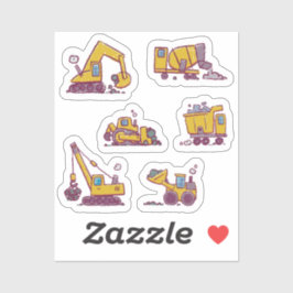 Kinder Leuke Bouwplaats en Voertuigen Sticker
