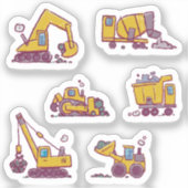 Kinder Leuke Bouwplaats en Voertuigen Sticker (Voorkant)