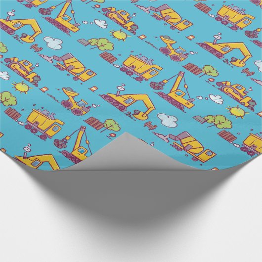 Kinder Leuke Bouwplaats & Voertuigen Cadeaupapier (Hoek)