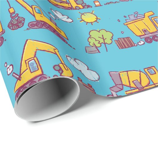 Kinder Leuke Bouwplaats & Voertuigen Cadeaupapier (Rol Hoek)