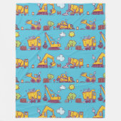 Kinder Leuke Bouwplaats & Voertuigen Fleece Deken (Voorkant)