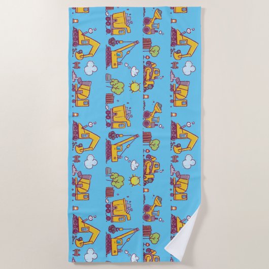 Kinder Leuke Bouwplaats & Voertuigen Strandlaken (Voorkant)