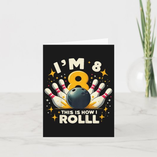 Kinder leuke bowling verjaardagsfeestje ik ben 8 d kaart (Voorkant)