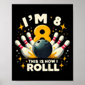 Kinder leuke bowling verjaardagsfeestje ik ben 8 d poster (Voorkant)