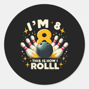 Kinder leuke bowling verjaardagsfeestje ik ben 8 d ronde sticker