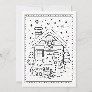 Kinder Leuke Kerst Sneeuwman Kleuren Flat Note Kaa Feestdagenkaart