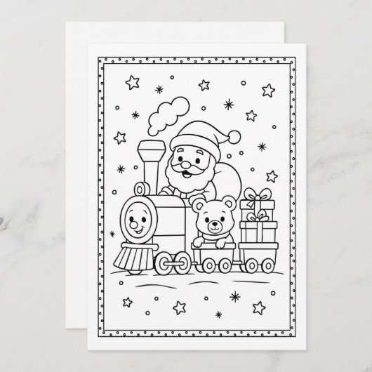 Kinder Leuke Kerstman Kleuren Flat Note Kaart (Voorkant / Achterkant)