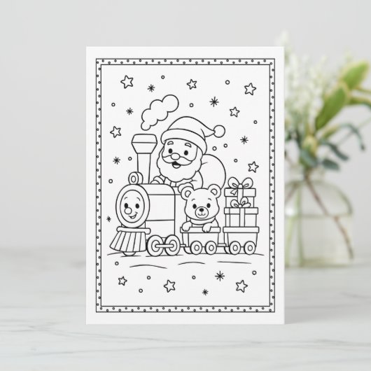 Kinder Leuke Kerstman Kleuren Flat Note Kaart (Staand voorkant)