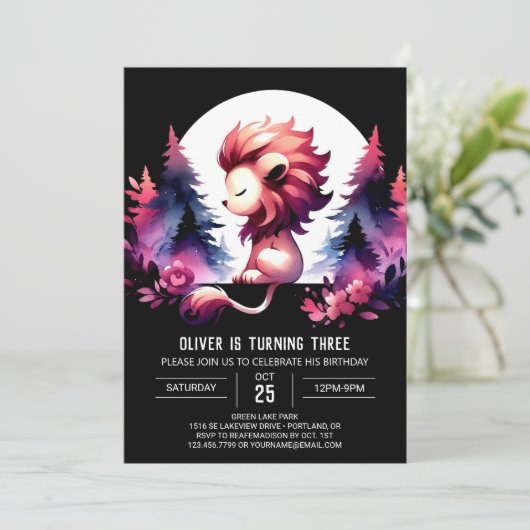 Kinder Leuke Leeuwenverjaardag Kaart (Staand voorkant)