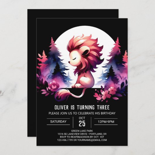 Kinder Leuke Leeuwenverjaardag Kaart (Voorkant / Achterkant)