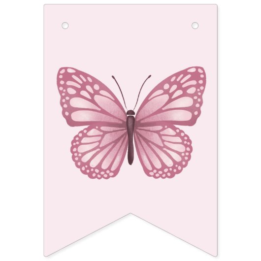 Kinder Leuke Roze Vlinder Verjaardag Vlaggetjes (Eerste vlag)