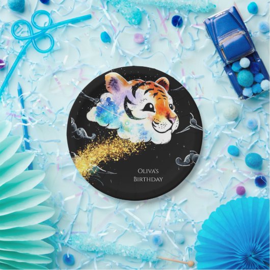 Kinder leuke tijger verjaardag papieren bordje (Feest)