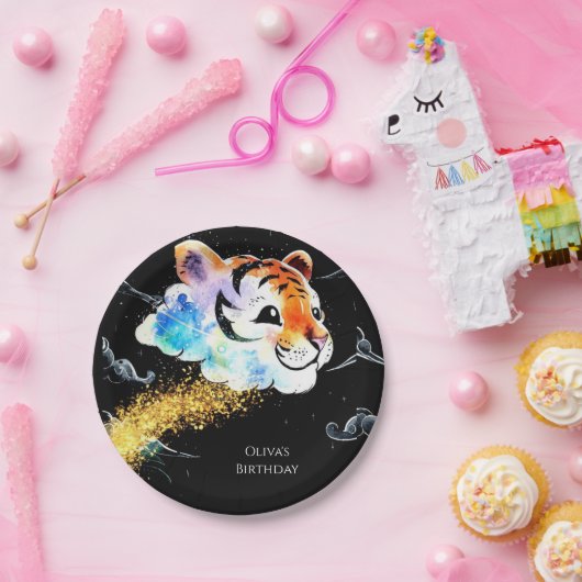 Kinder leuke tijger verjaardag papieren bordje (Feest)