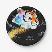 Kinder leuke tijger verjaardag papieren bordje (Voorkant)