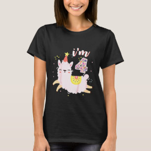 Kinder Leuke Verjaardag Llama Im 4 Jaar Oud Meisje T-shirt