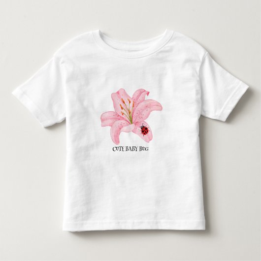 Kinder Leuke waterverf lieveheersbeestje op Roze l Shirts (Voorkant)