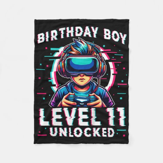 Kinder Level 11 ontgrendeld 11 jaar oude verjaarda Fleece Deken (Voorkant)