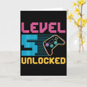 Kinder Level 5 Ontgrendelde Gaming Verjaardag Kaart (Gele Bloem)