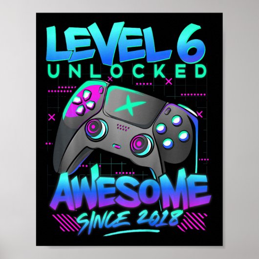 Kinder Level 6 ontgrendeld 6 jaar oude jongen verj Poster (Voorkant)