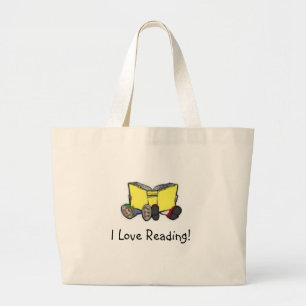 kinder lezing, ik hou van lezen! grote tote bag