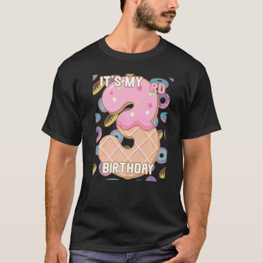 Kinder lieve donut Het is mijn 3e verjaardag 3 jaa T-shirt (Voorkant)
