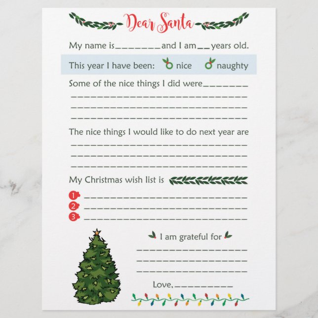 Kinder lieve kerstman letters briefhoofd (Voorkant)