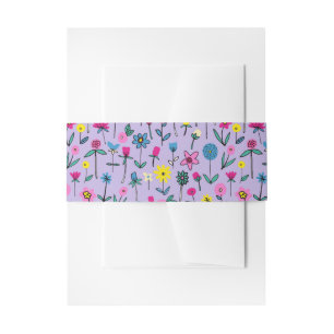 Kinder Lila Floral Pattern Birthday Uitnodigingen Wikkel