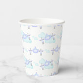 Kinder Lila Vliegtuig Vliegende Luchtvaart Verjaar Papieren Bekers (Achterkant)