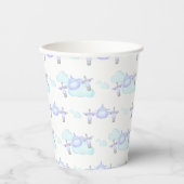 Kinder Lila Vliegtuig Vliegende Luchtvaart Verjaar Papieren Bekers (Voorkant)