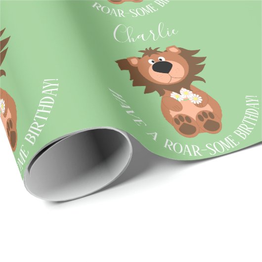 Kinder lion roar-some gepersonaliseerd cadeaupapier (Rol Hoek)