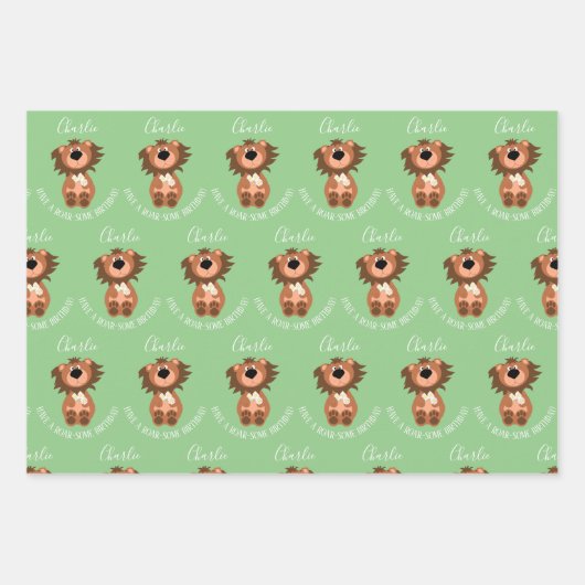 Kinder lion roar-some gepersonaliseerd inpakpapier vel (Voorkant 3)