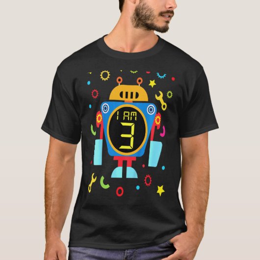 Kinder Little Robot Birthday 3rd Birthday technicu T-shirt (Voorkant)