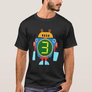 Kinder Little Robot Birthday 3rd Birthday technicu T-shirt